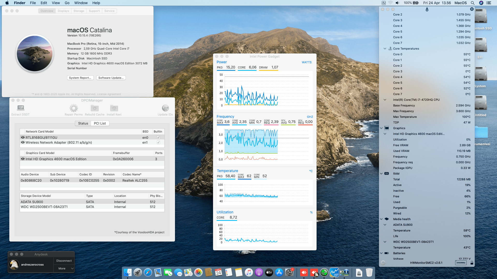 Success Hackintosh macOS Catalina 10.15.4 Build 19E266 in Dell Inspiron 14 7447